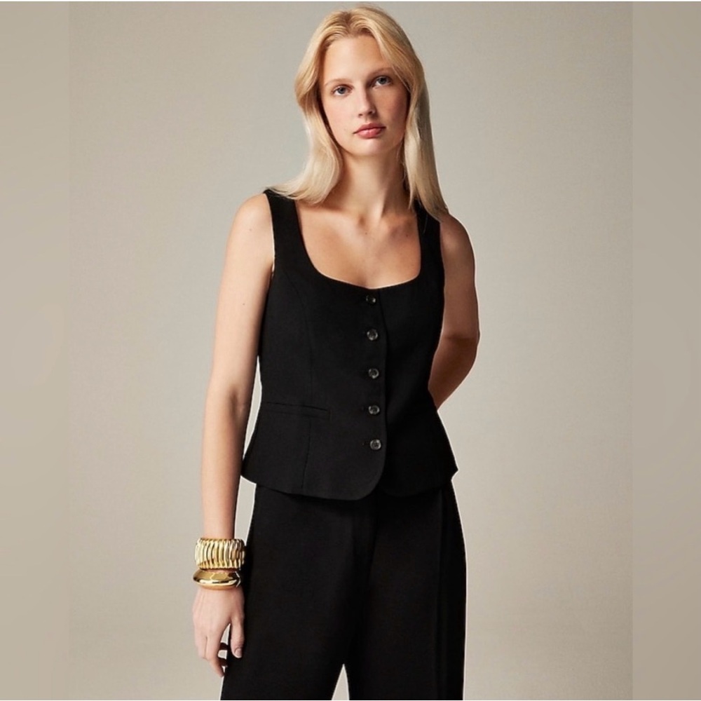 J. Crew Black Buttoned Tank Top